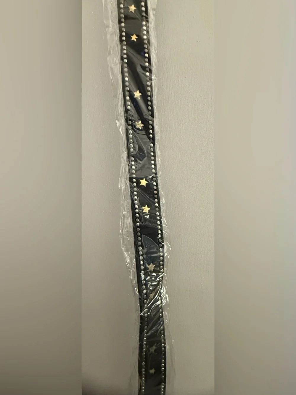 Women's Black Belt with Gold Star Stud Accents